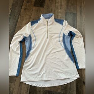 Greg Norman Collection Solar XP Women's 1/4-zip golf pullover Medium White/blue